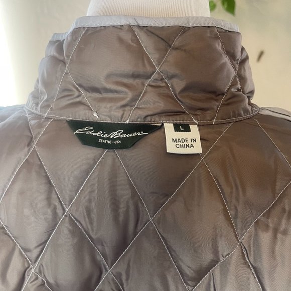 Eddie Bauer Light Gray Down Fill Quilted Jacket - Picture 4 of 7